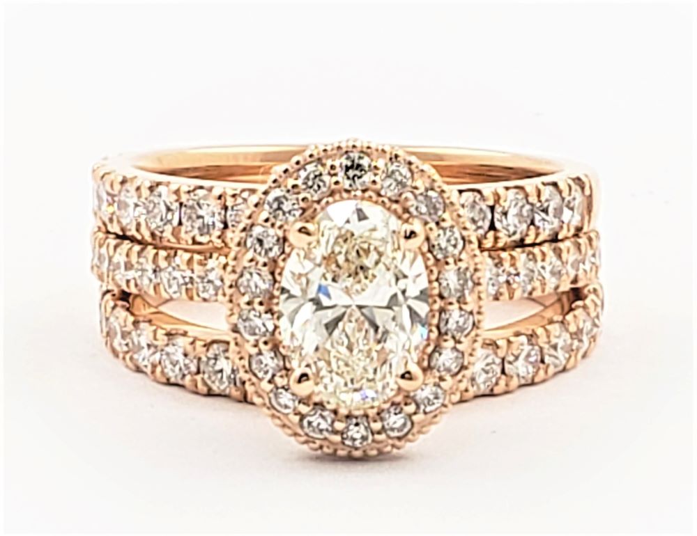 Oval Shape Bridal Set with Double Halo